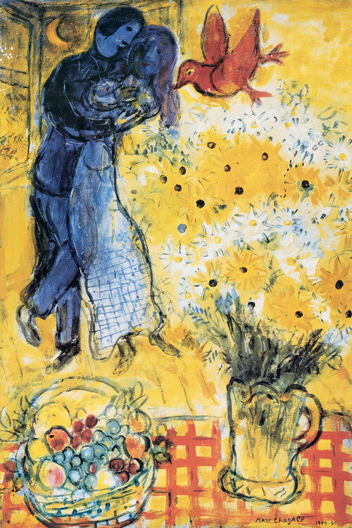 Chagall - Lovers & Flowers Poster, Plakat, 61 × 91.5 cm