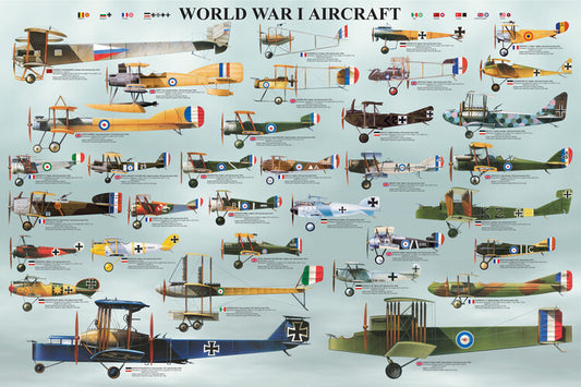 Flugzeuge des Ersten Weltkriegs Poster, Plakat, 91.5 × 61 cm