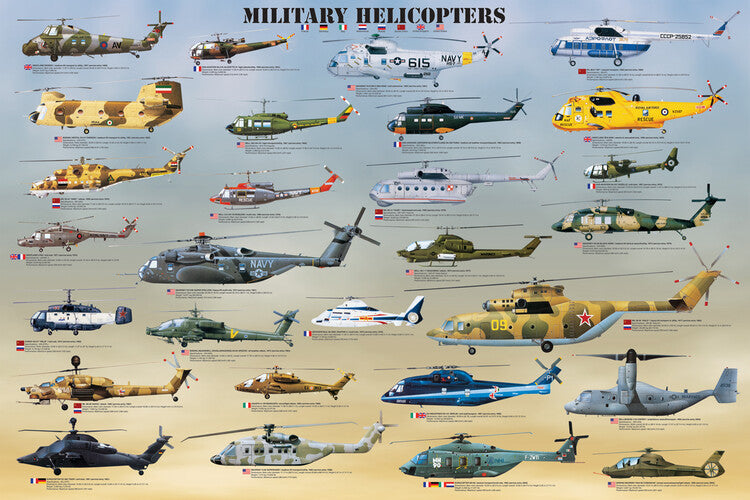Militärhubschrauber Poster, Plakat, 91.5 × 61 cm