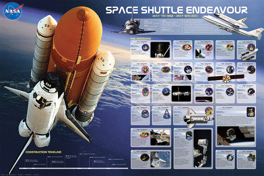 Space Shuttle Endeavour - Missionen Poster, Plakat, 91.5 × 61 cm