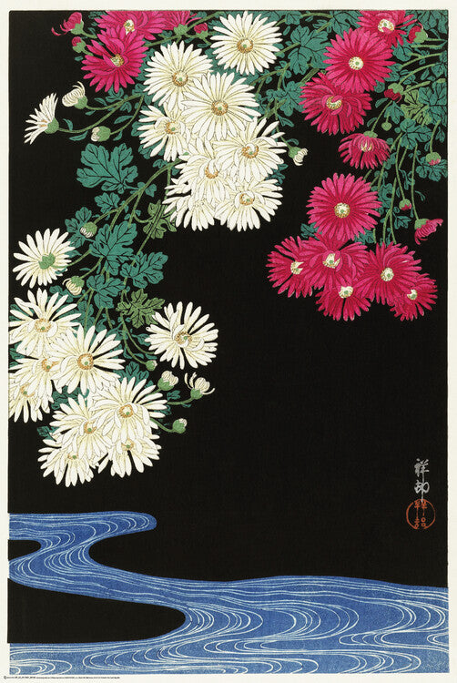 Ohara Koson - Chrysanthemum and Running Water Poster, Plakat, 61 × 91.5 cm