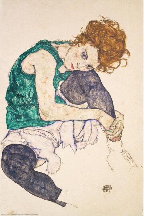 Seated Woman with Bent Knees, Egon Schiele Poster, Plakat, 61 × 91.5 cm