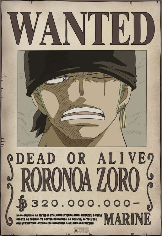 One Piece - Wanted Zoro Poster, Plakat, 61 × 91.5 cm