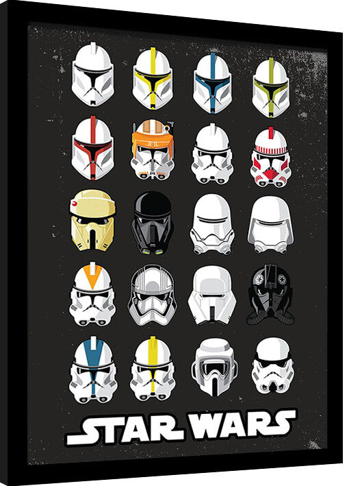 Star Wars - Trooper Helmets Gerahmte Poster, Bilder, 34.3 x 44.5 cm