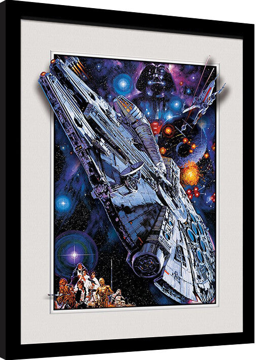 Star Wars - Millenium Falcon Gerahmte Poster, Bilder, 34.3 x 44.5 cm