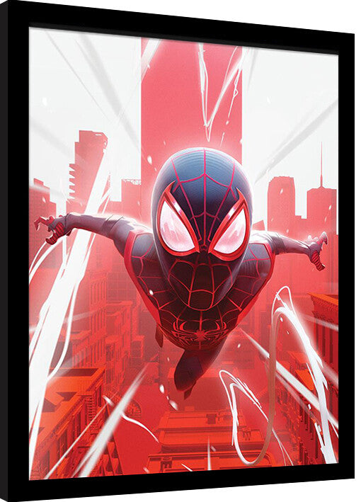 Spider-Man - Swinging Gerahmte Poster, Bilder, 34.3 x 44.5 cm