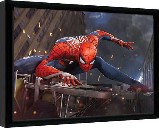 Spider-Man - Stands on Ruins Gerahmte Poster, Bilder, 44.5 x 34.3 cm