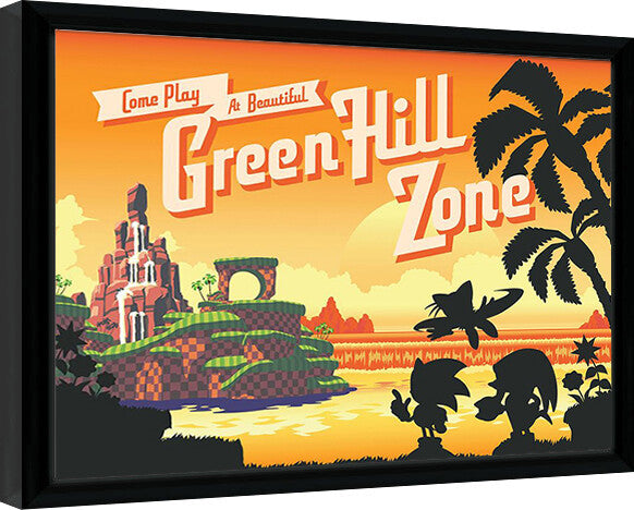 Sonic the Hedgehog - Green Hell Sunset Gerahmte Poster, Bilder, 44.5 x 34.3 cm
