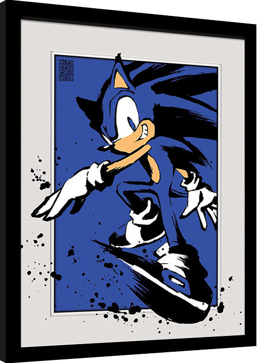 Sonic - Splatter Gerahmte Poster, Bilder, 34.3 x 44.5 cm
