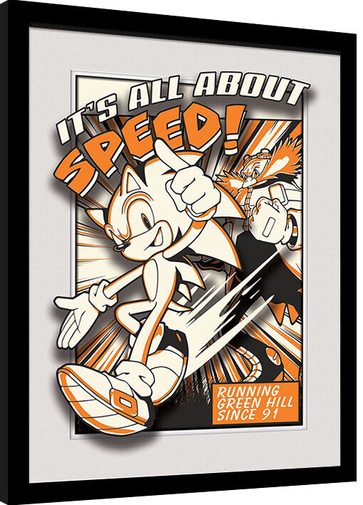 Sonic - All About Speed Gerahmte Poster, Bilder, 34.3 x 44.5 cm