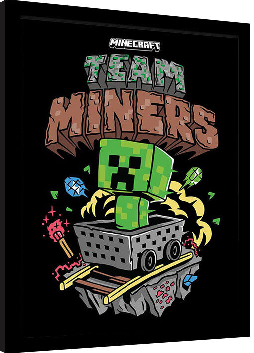 Minecraft - Team Miners Gerahmte Poster, Bilder, 34.3 x 44.5 cm