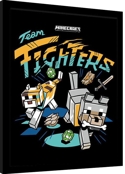 Minecraft - Team Fighters Gerahmte Poster, Bilder, 34.3 x 44.5 cm
