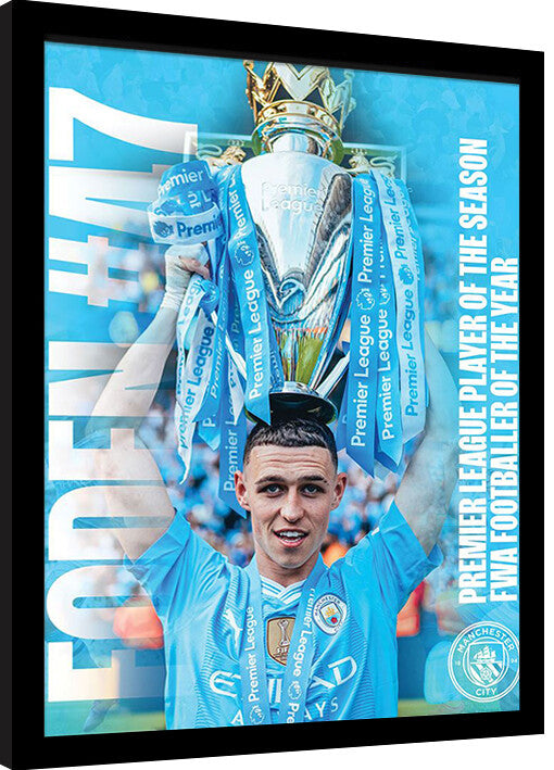 Manchester City - Foden 2024 Gerahmte Poster, Bilder, 34.3 x 44.5 cm