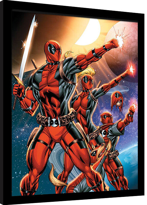 Deadpool - Corps Action Pose Gerahmte Poster, Bilder, 34.3 x 44.5 cm