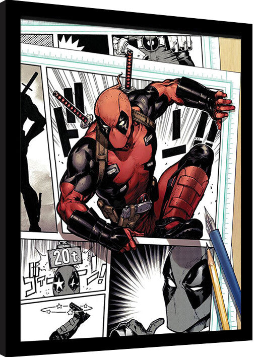 Deadpool - Comic Style Gerahmte Poster, Bilder, 34.3 x 44.5 cm