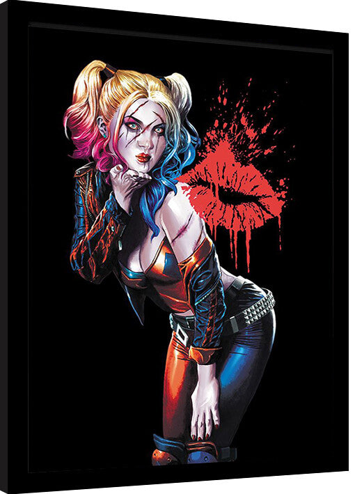 DC Comics - Harley Deceased Kiss Gerahmte Poster, Bilder, 34.3 x 44.5 cm