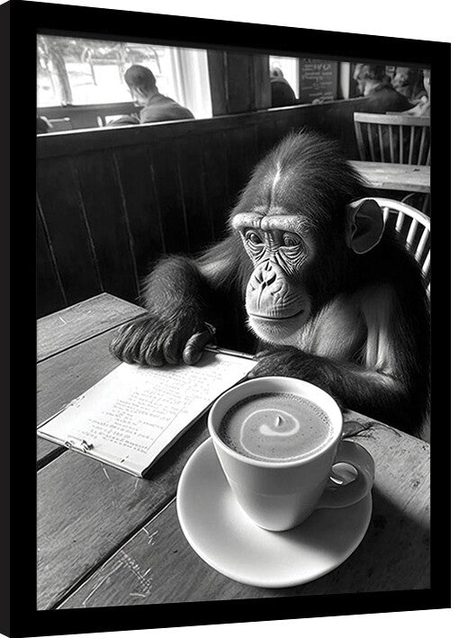 Ada Ingram - Hipster Chimp Gerahmte Poster, Bilder, 34.3 x 44.5 cm