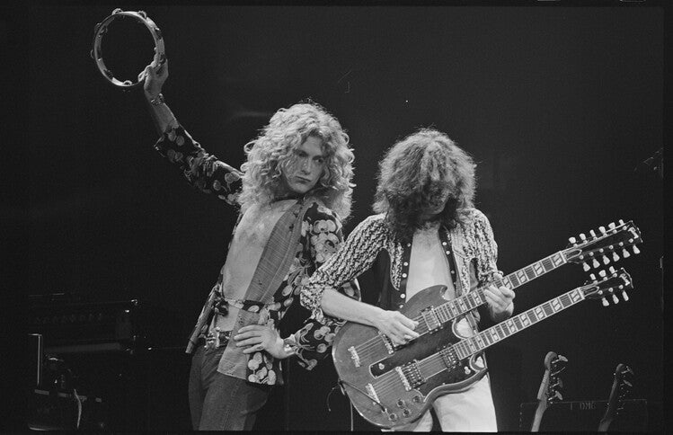 Leinwand Poster, Bilder Robert Plant and Jimmy Page of Led Zeppelin, Jay Dickman, 100 × 65 cm