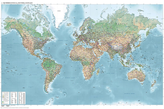 Mercator World Map (Physical, Political, Population) From Janwillemvanaalst Poster, Plakat, 61 × 91.5 cm