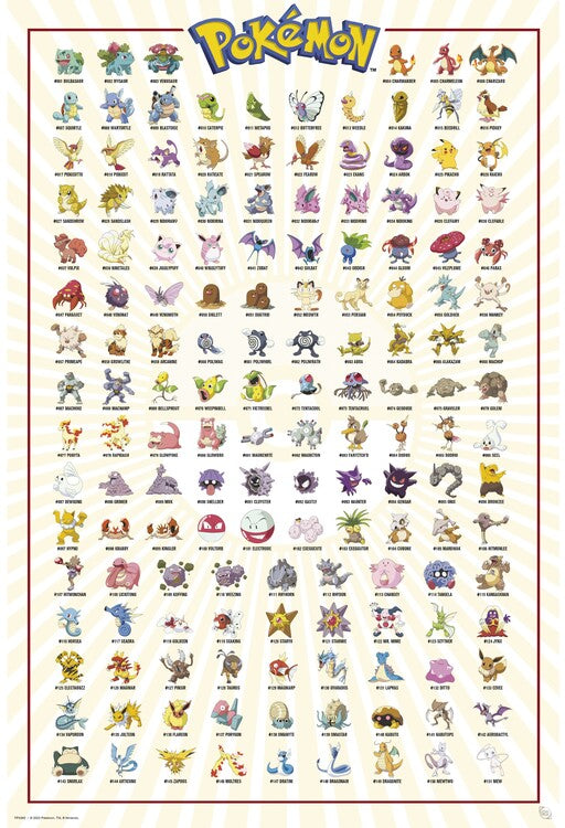 Pokemon - Kanto 151 Poster, Plakat, 61 × 91.5 cm