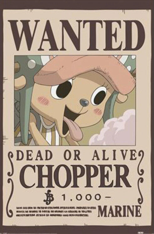 One Piece - Wanted Chopper Poster, Plakat, 61 × 91.5 cm