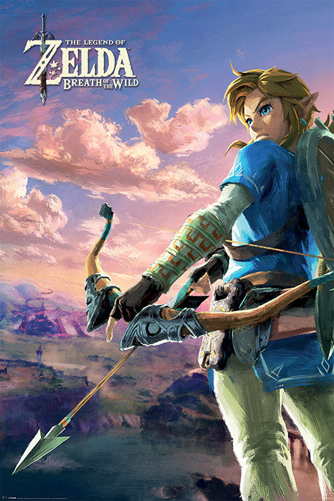 Zelda Breath of the Wild - Hyrule Scene Landscape Poster, Plakat, 61 × 91.5 cm
