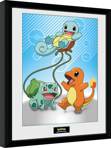 Pokemon - Kanto Starter Gerahmte Poster, Bilder, 34 × 44.2 cm