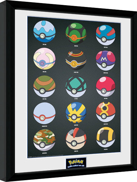 Pokemon - Pokeballs Gerahmte Poster, Bilder, 34 × 44.2 cm