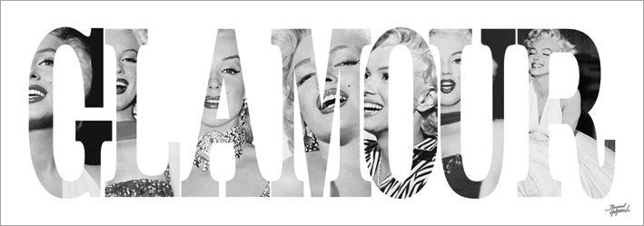 Kunstdruck Marilyn Monroe - Glamour - Text, 95 × 33 cm