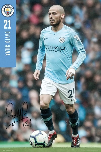 Manchester City - Silva 18-19 Poster, Plakat, 61 × 91.5 cm