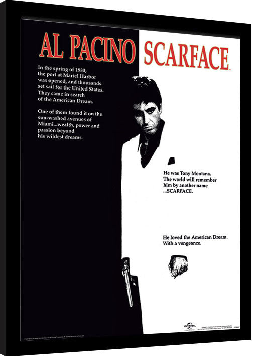 Scarface - One Sheet Gerahmte Poster, Bilder, 34.3 × 44.5 cm