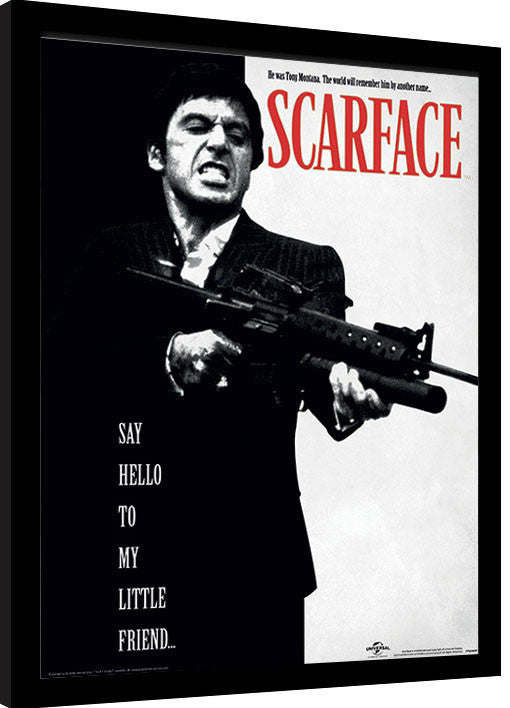Scarface - Say Hello To My Little Friend Gerahmte Poster, Bilder, 34.3 × 44.5 cm