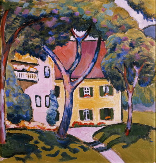 Leinwand Poster, Bilder House in a Landscape, August Macke, 70 × 70 cm