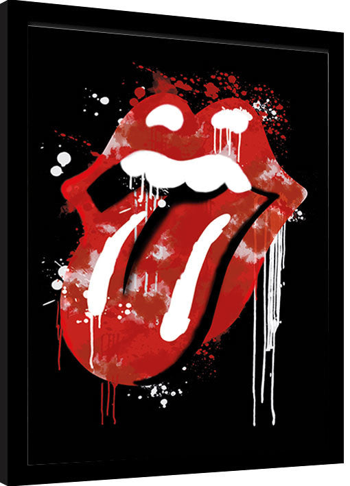 Rolling Stones - Graffiti Lips Gerahmte Poster, Bilder, 34.3 × 44.5 cm