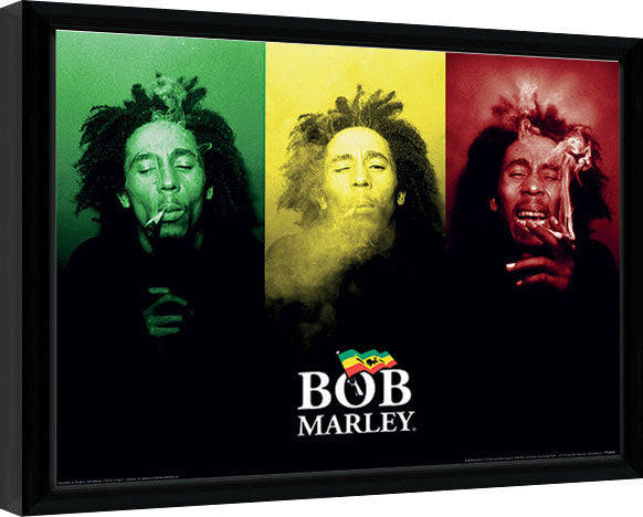 Bob Marley - Tricolour Smoke Gerahmte Poster, Bilder, 40 × 30 cm