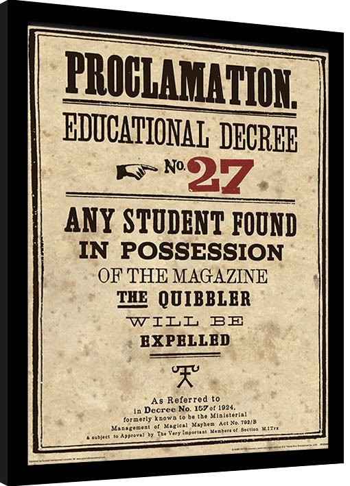 Harry Potter - Educational Decree No. 27 Gerahmte Poster, Bilder, 34.3 × 44.5 cm