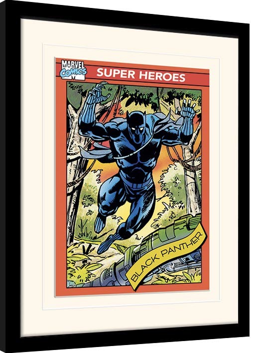 Marvel Comics - Black Panther Trading Card Gerahmte Poster, Bilder, 34.3 × 44.5 cm