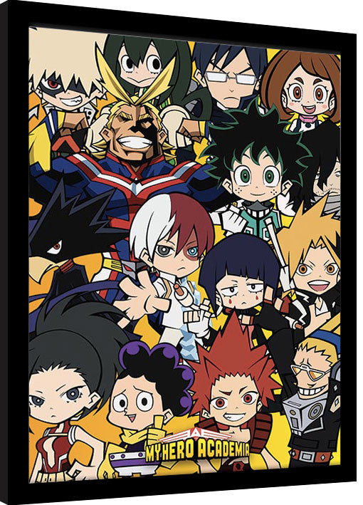 My Hero Academia - Chibi Characters Gerahmte Poster, Bilder, 34.3 × 44.5 cm