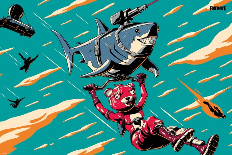 Fortnite - Laser Shark Poster, Plakat, 91.5 × 61 cm