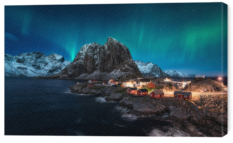 Leinwand Poster, Bilder Dancing over Hamnoy, Javier de la, 65 × 40 cm