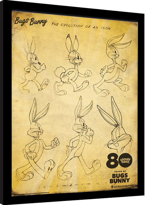 Looney Tunes - Bugs Bunny The Evolution Of An Icon Gerahmte Poster, Bilder, 34.3 × 44.5 cm