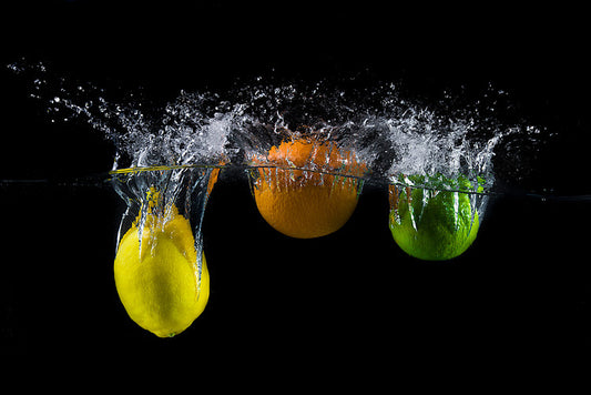 Leinwand Poster, Bilder Triple citrus splash, Stefan Mogyorosi, 90 × 60 cm