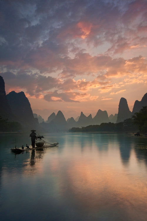 Leinwand Poster, Bilder Li River Sunrise, Yan Zhang, 60 × 90 cm