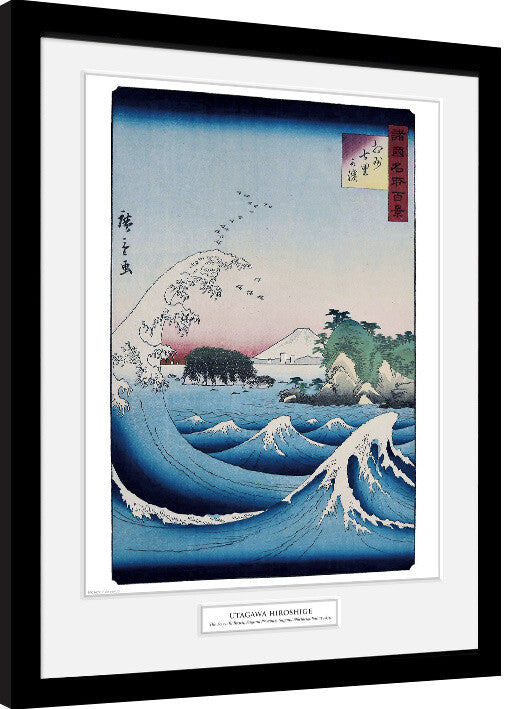 Hiroshige - The Seven Ri Beach Gerahmte Poster, Bilder, 34 × 44.2 cm