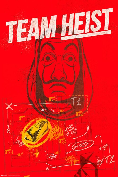 Haus des Geldes (La Casa De Papel) - Team Heist Poster, Plakat, 61 × 91.5 cm