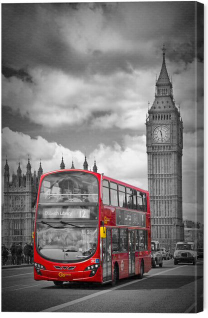 Leinwand Poster, Bilder LONDON Houses Of Parliament & Red Bus, Melanie Viola, 40 × 60 cm