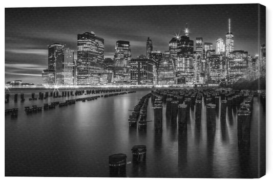 Leinwand Poster, Bilder Manhattan Skyline at Sunset | Monochrome, Melanie Viola, 60 × 40 cm